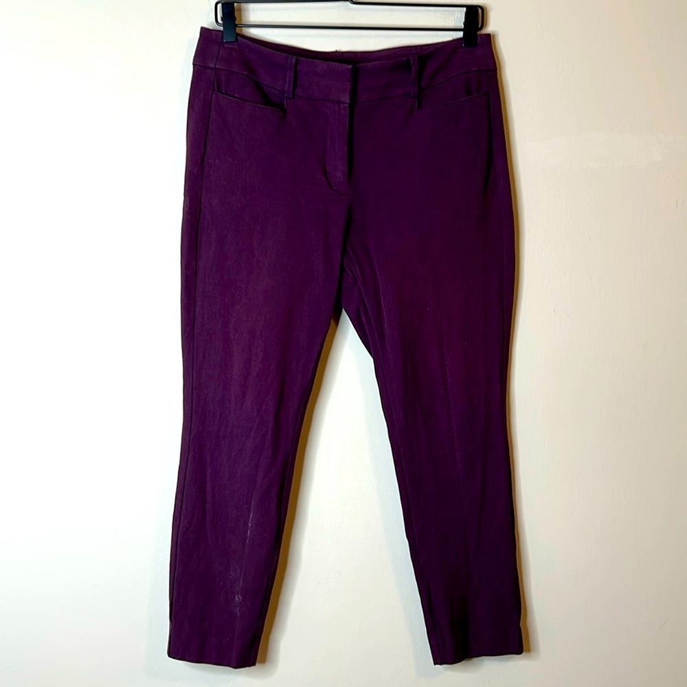 Loft Plum/Purple Skinny Ankle cotton blend dress trouser size 6P
